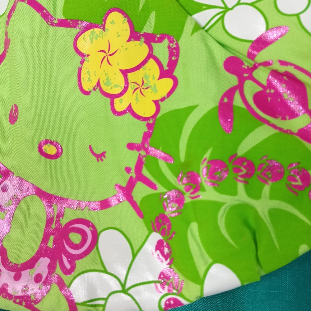 SOLD Y2k Vintage Sanrio Licensed Hello Kitty Hawaiian Kawaii Bamboo Handle Bag - Picture 7 of 8